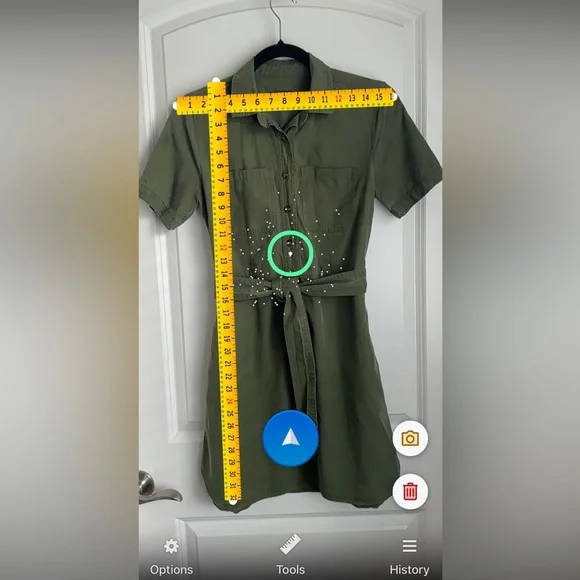 J. Crew Mercantile 2 Green Utility Lyocell Cotton Belted Shirt Dress - Picture 3 of 4